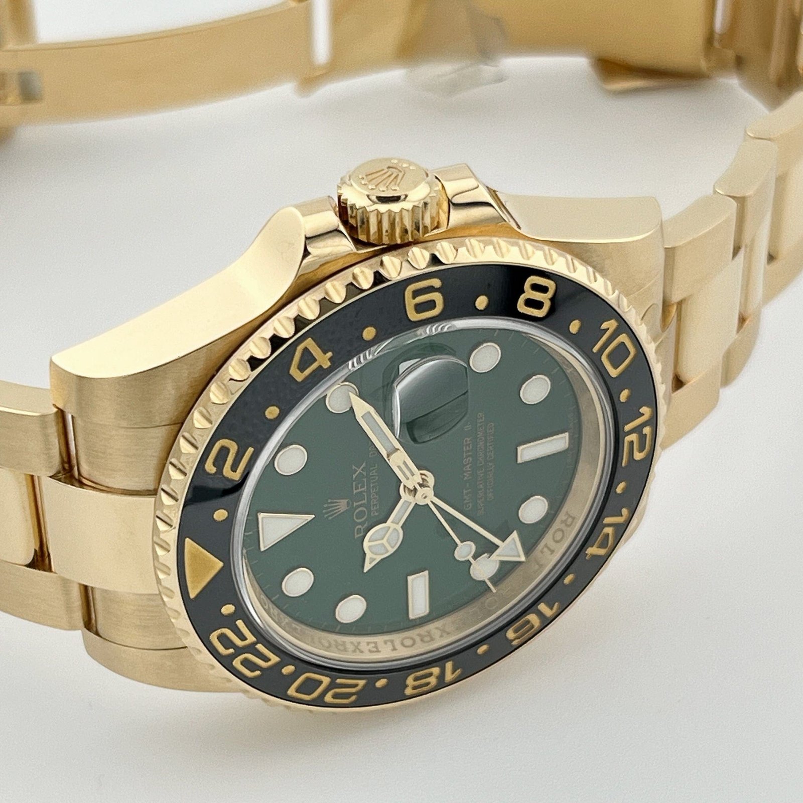 R01ex GMT-Master II 116718LN Yellow Gold Green Dial Black Bezel (2006)