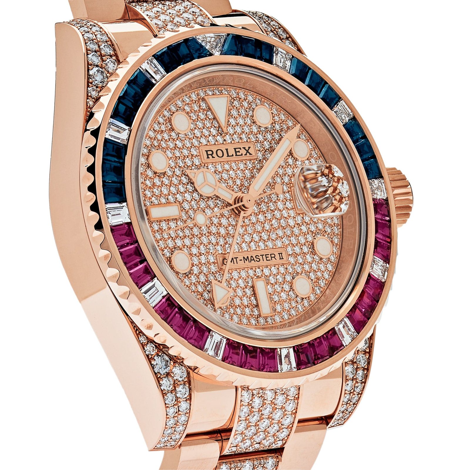 R01ex GMT-Master II 126755SARU Rose Gold Sapphire and Ruby D1am0nd Pave