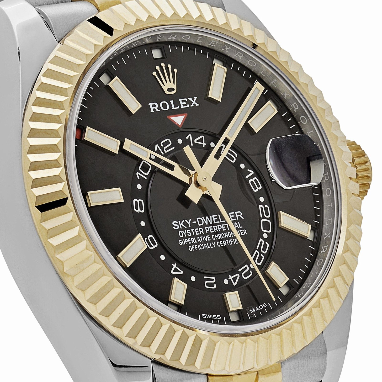 R01ex Sky-Dweller 326933 Stainless Steel Yellow Gold Jubilee Black Dial