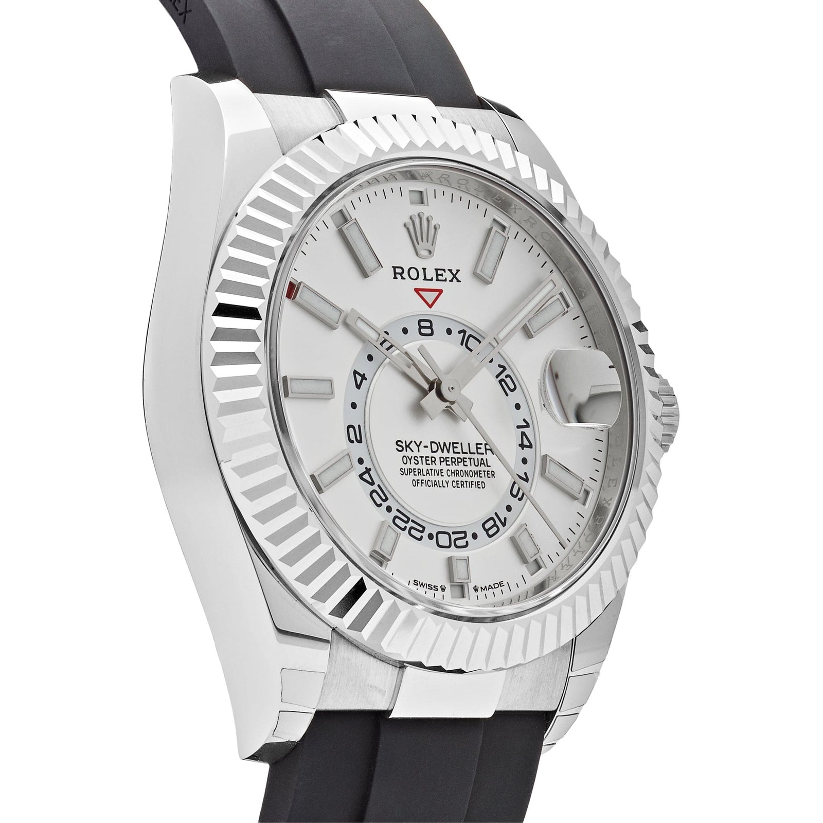 R01ex Sky-Dweller 336239 White Gold White Dial Oysterflex