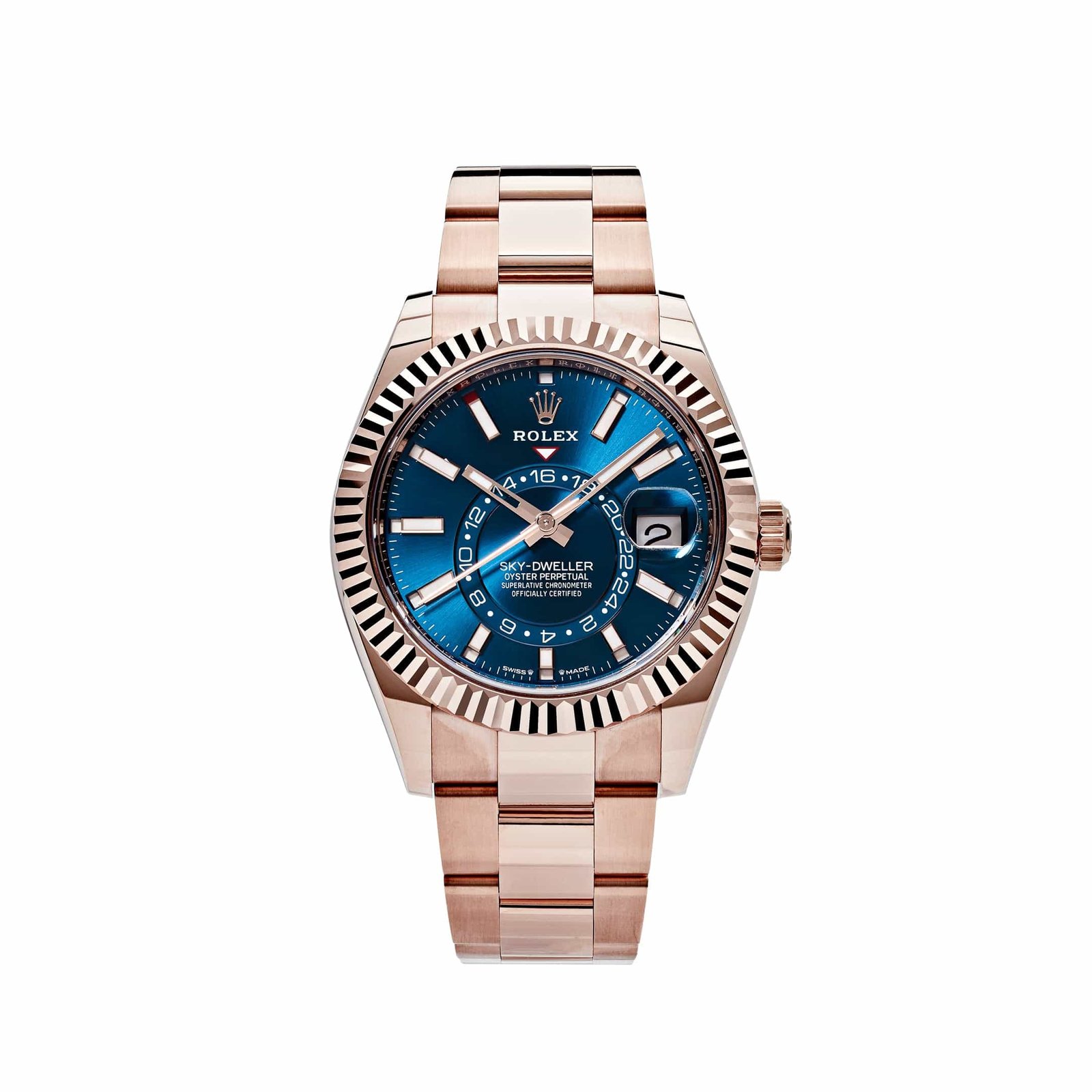 R01ex Sky-Dweller 336935 Rose Gold Blue Dial