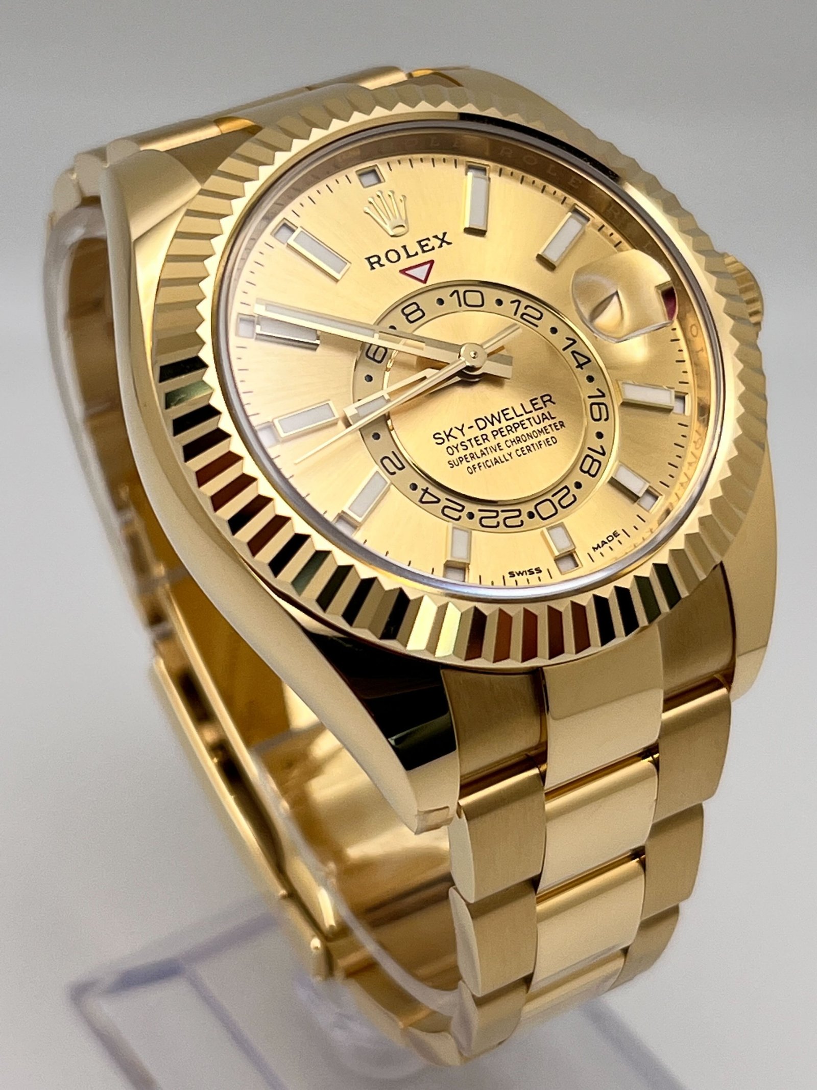 R01ex Sky-Dweller 326938 Yellow Gold Champagne Dial