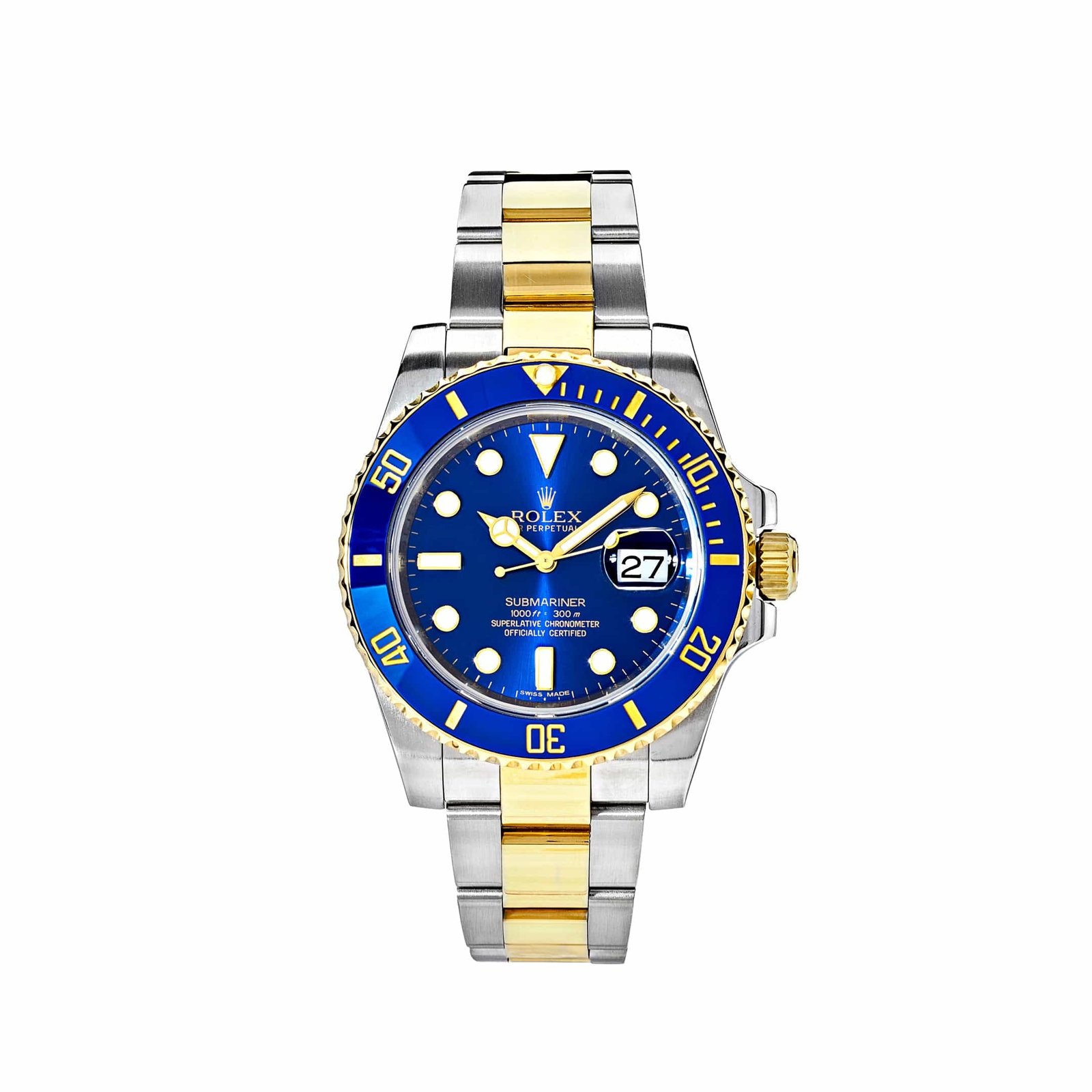 R01ex Submariner Date 116613LB Stainless Steel Yellow Gold Blue Dial