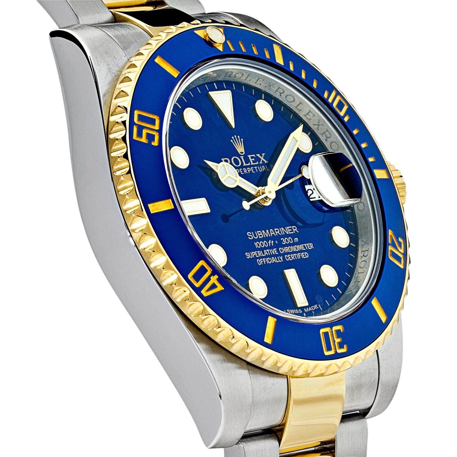 R01ex Submariner Date 116613LB Stainless Steel Yellow Gold Blue Dial