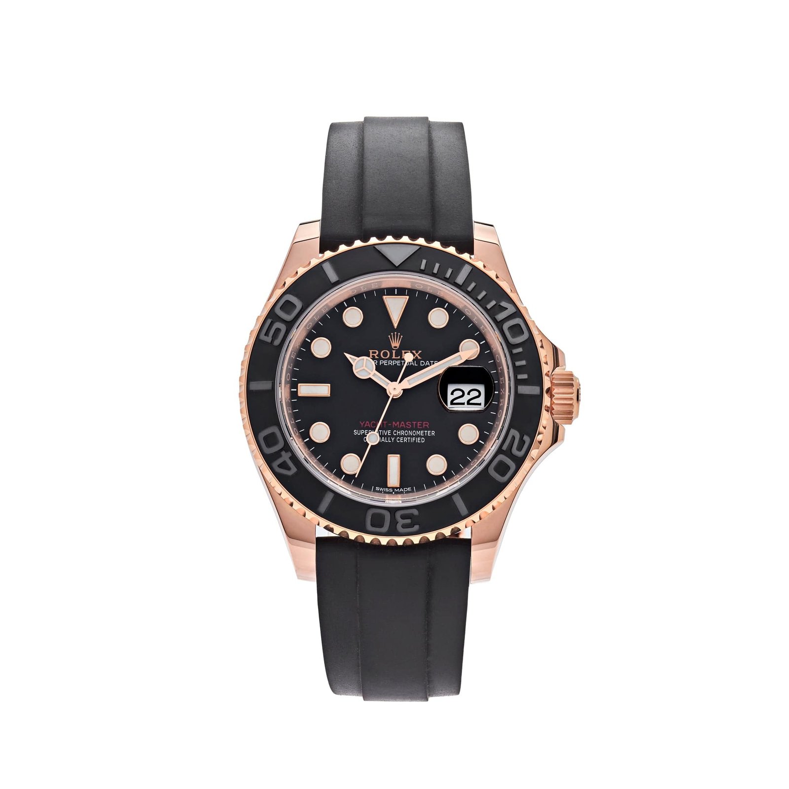 R01ex Yacht-Master 40 116655 Rose Gold Black Dial