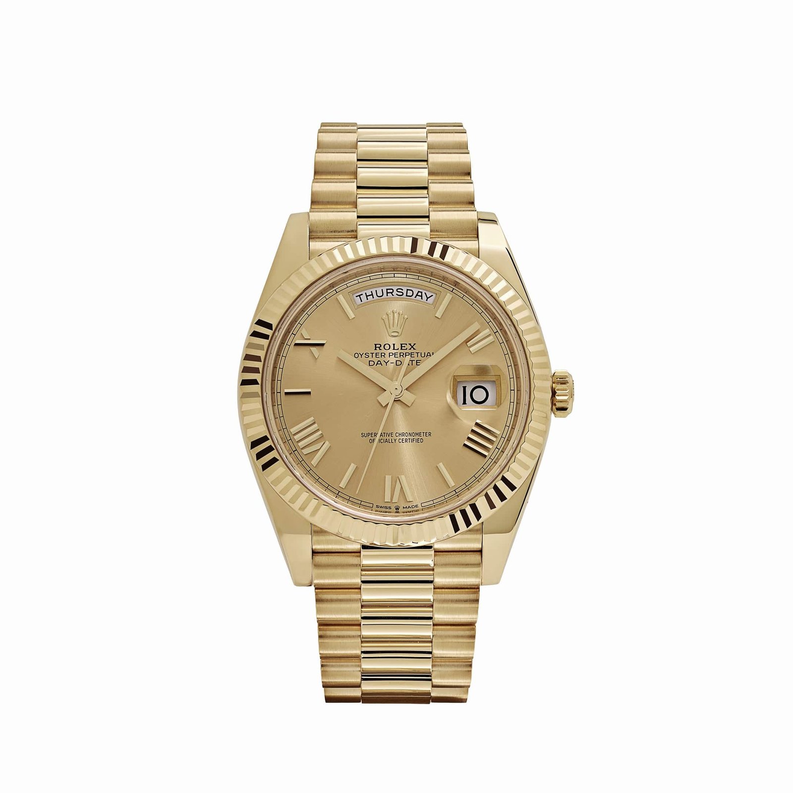 R01ex Day-Date 40 228238 Yellow Gold Champagne Roman Dial (2024)