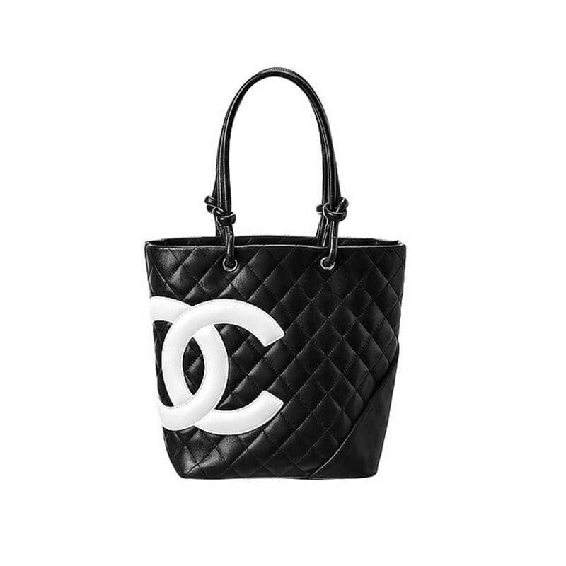 Ch**el Black Quilted Lambskin Leather Medium Cambon Tote